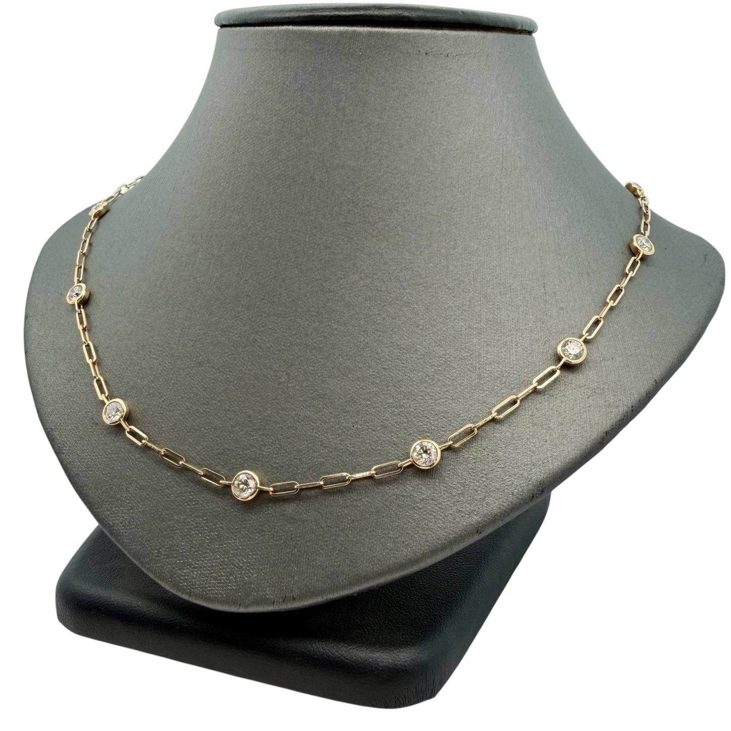 3.25ctw Bezel Set Diamonds By The Yard Paperclip Necklace - Forever Rox Fine Jewelry
