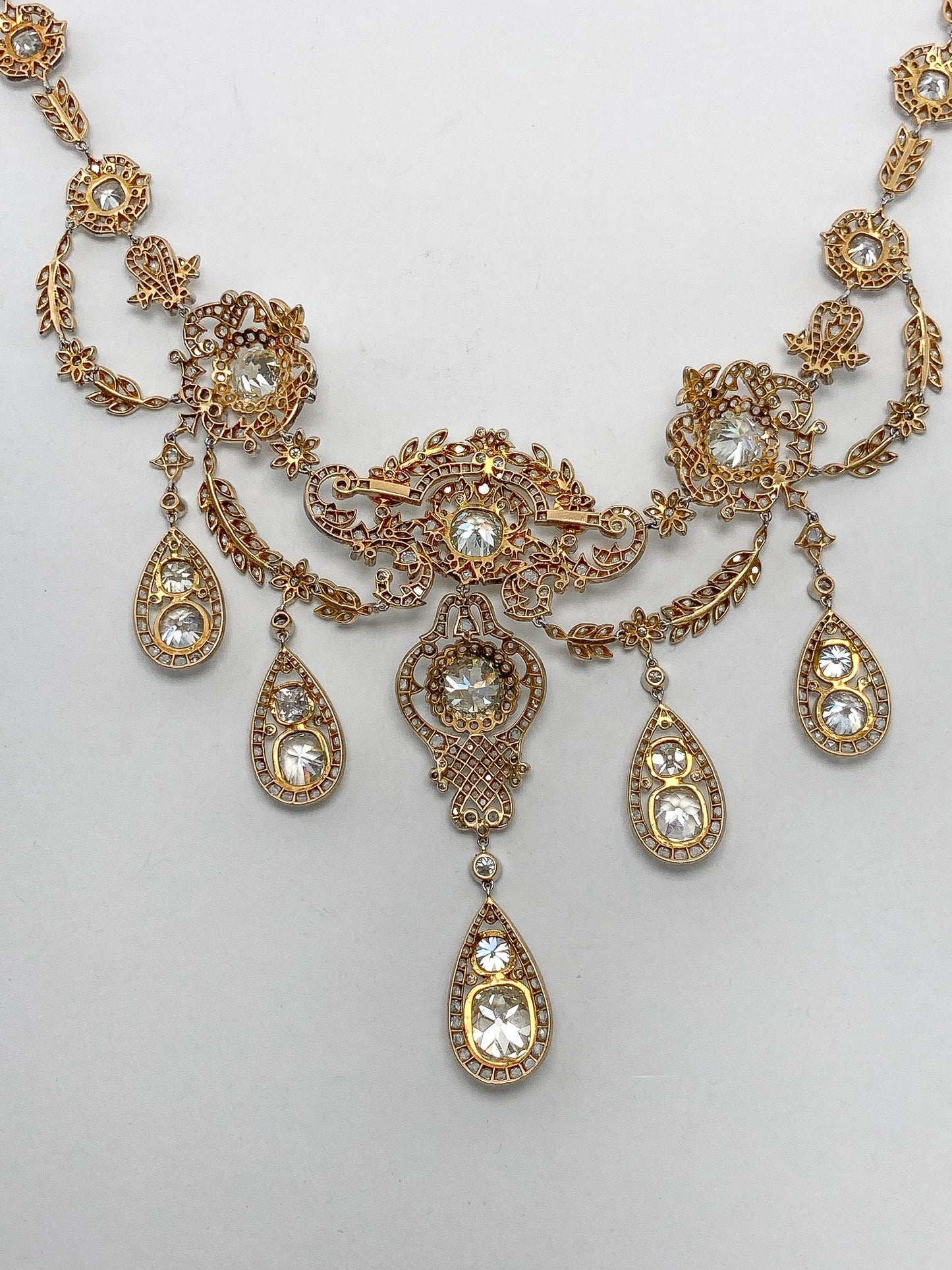 46.30cts Edwardian Diamond Necklace, Platinum & 18k - Forever Rox