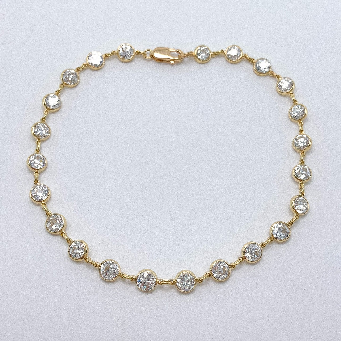 5.51cts Old European Cut Diamond Bezel Bracelet, 18k - Forever Rox