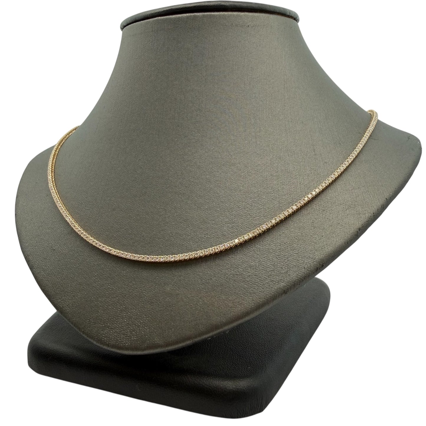 A Yellow Gold Diamond Tennis Necklace That Goes Halfway Around at Forever Rox Fine Jewelry, Lake Tahoes Best Jewelry Store