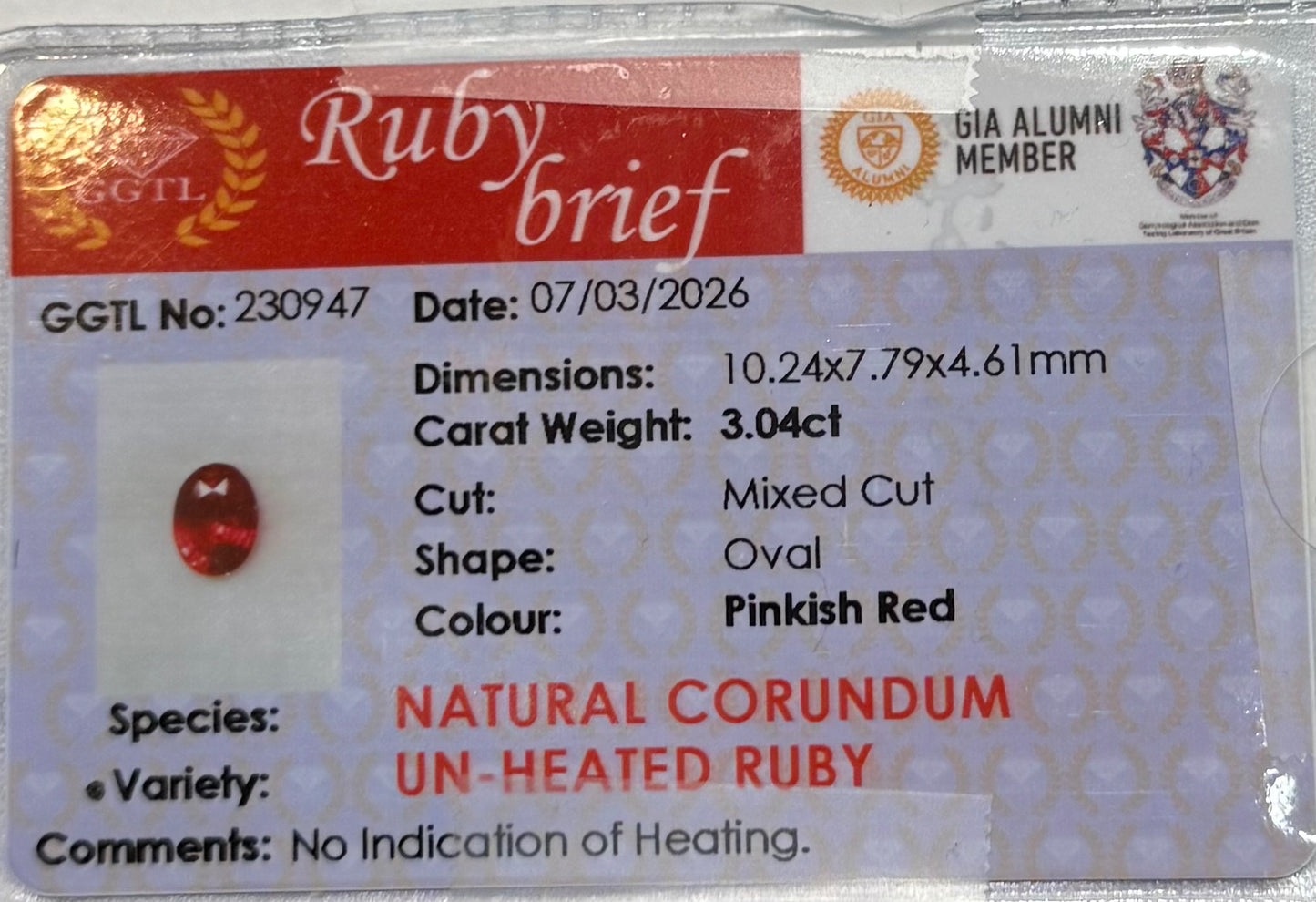 Oval Cut Certified No Heat Ruby & Cadillac Cut Diamond Ring