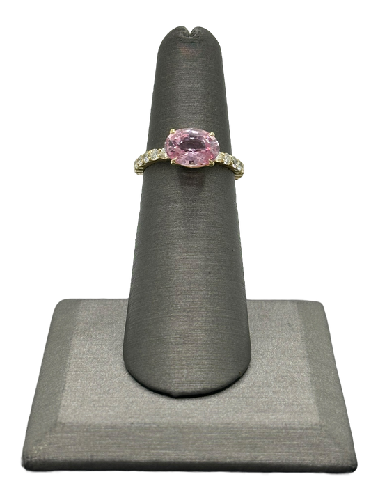 Non Heat Treated Pink Padaradscha Sapphire & Diamond Ring