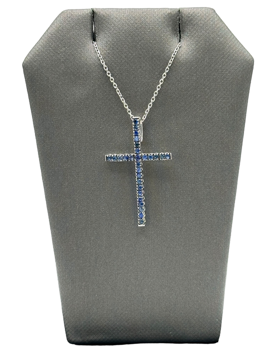 Blue Sapphire Cross Pendant