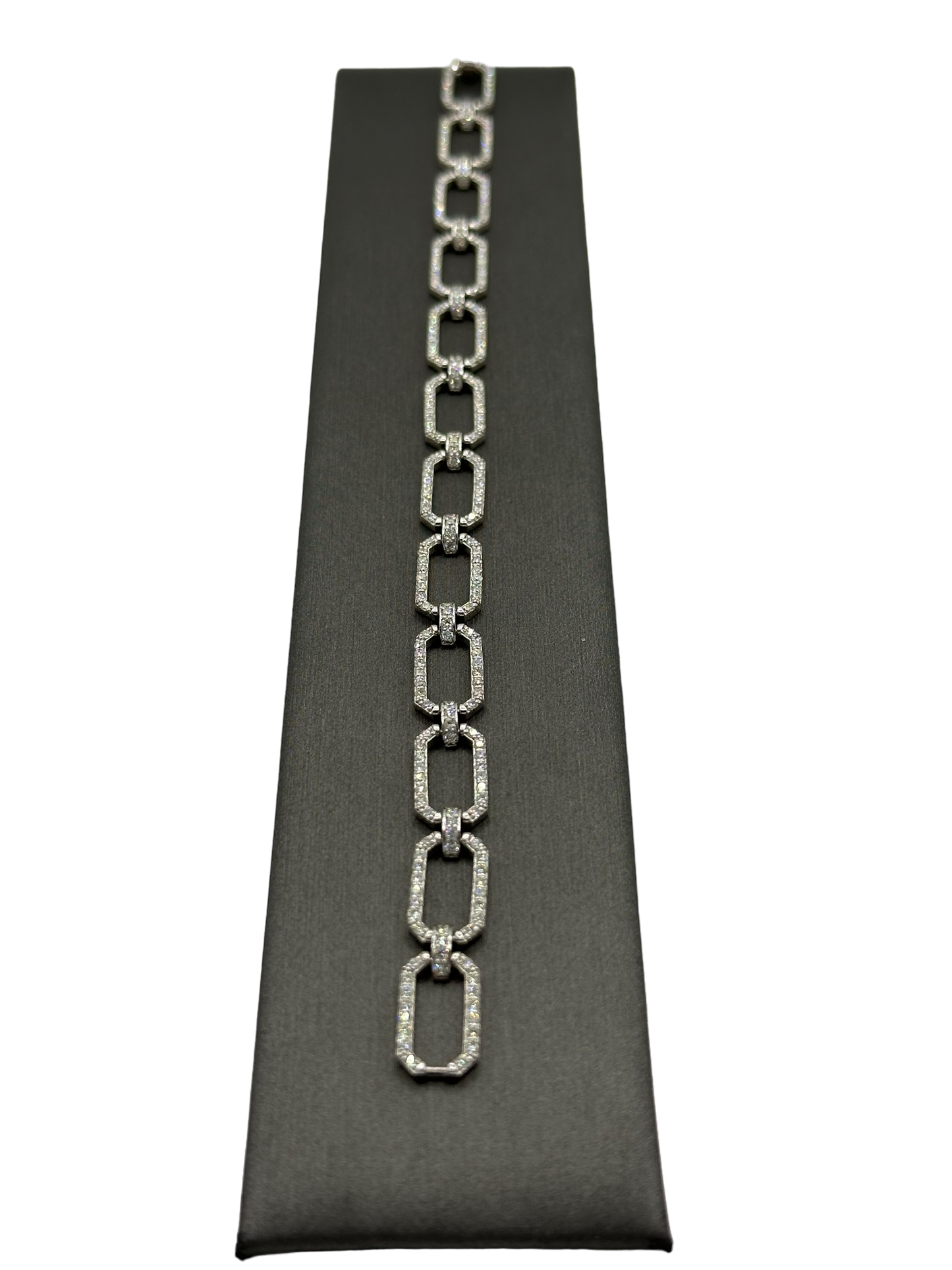 Elongated Octagon Link Diamond Bracelet