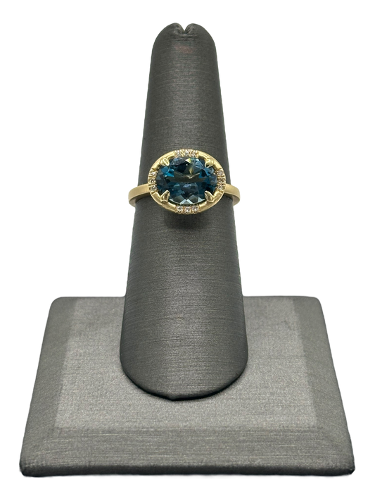 Oval London Blue Topaz Ring With Diamonds