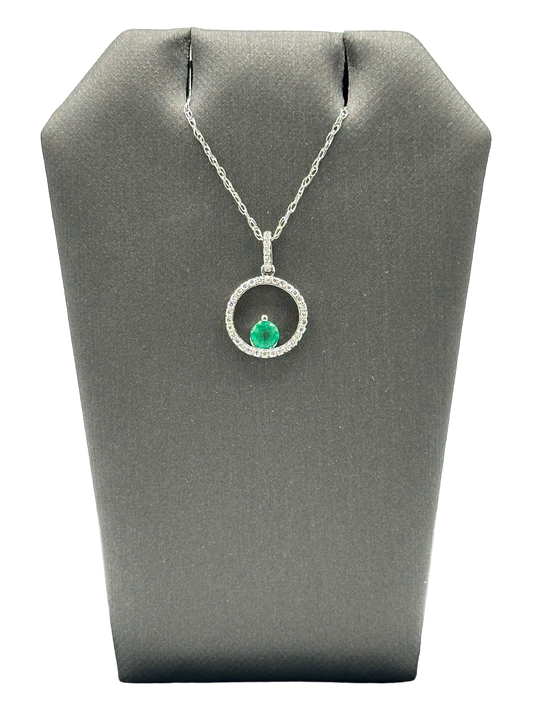 Emerald & Diamond Circle Pendant