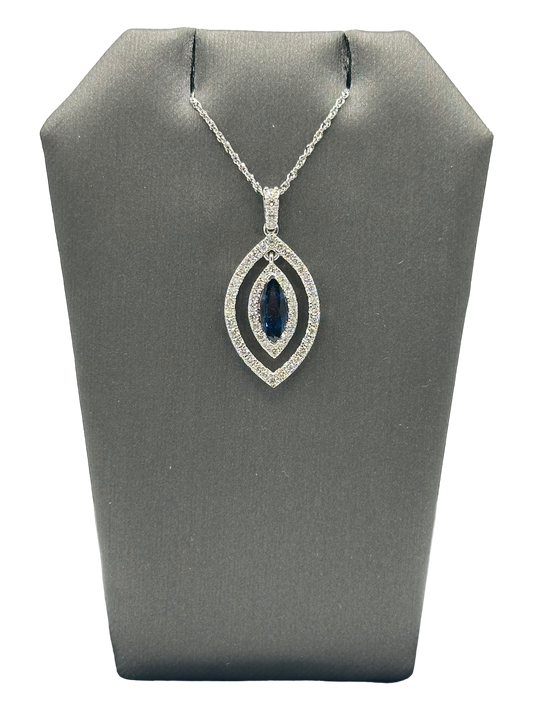 Marquise Cut Sapphire & Diamond Pendant