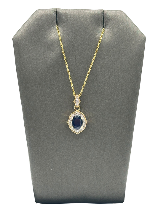 Oval Cut Sapphire & Diamond Pendant
