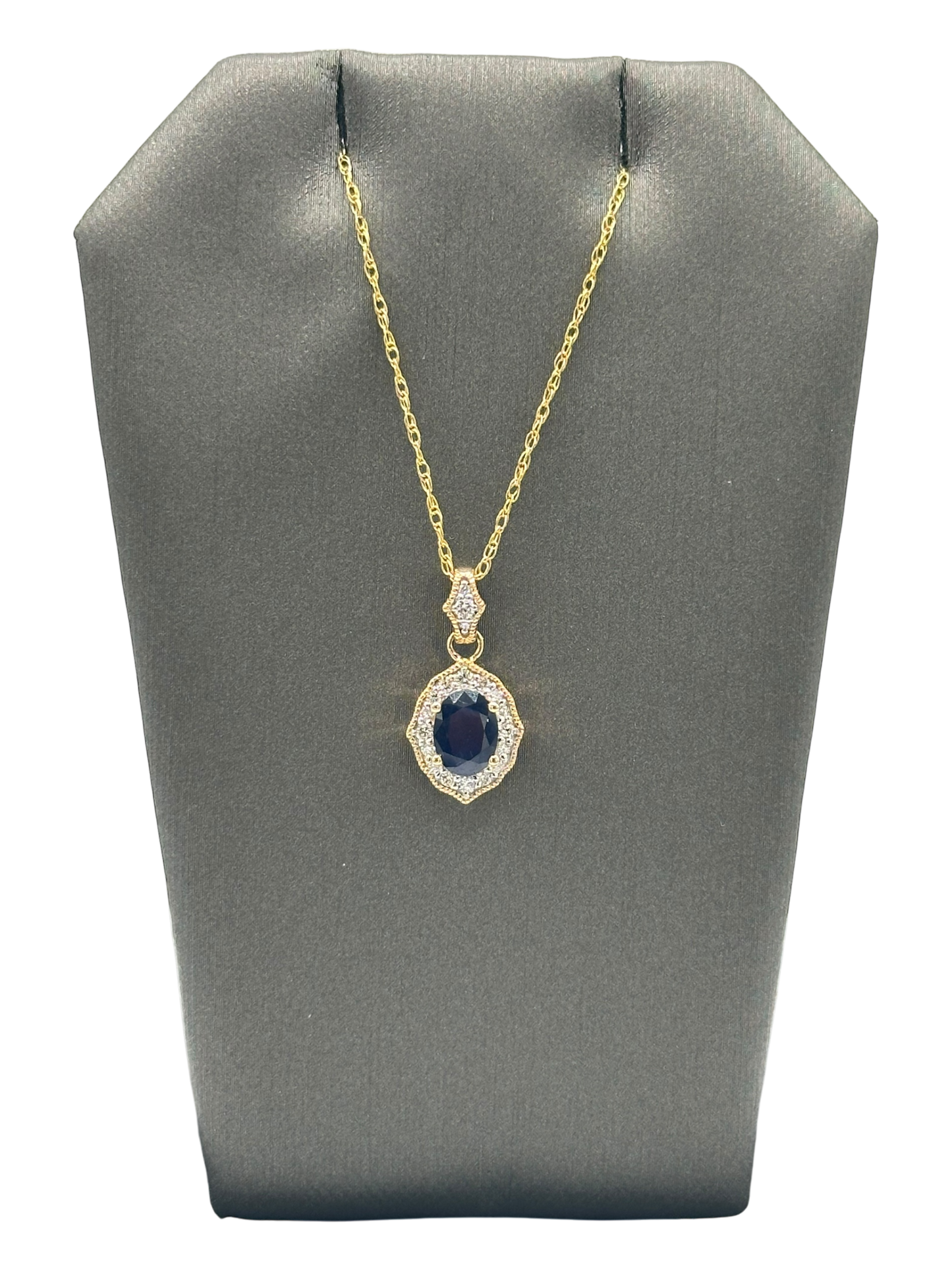 Oval Cut Sapphire & Diamond Pendant