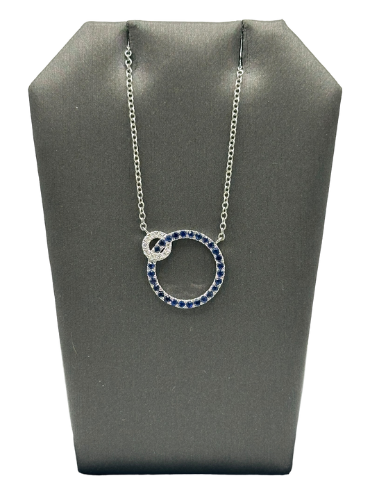 Sapphire & Diamond Double Circle Pendant