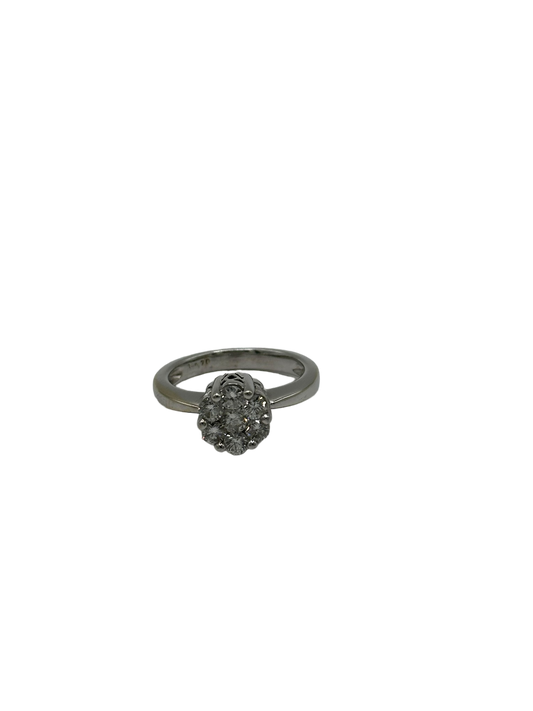 White Gold Diamond Cluster Bridal Ring