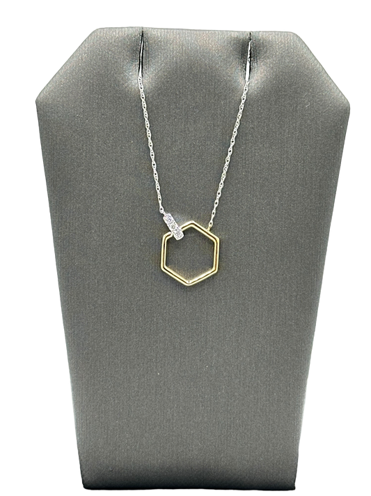 Hexagon Pendant With Diamond Bar