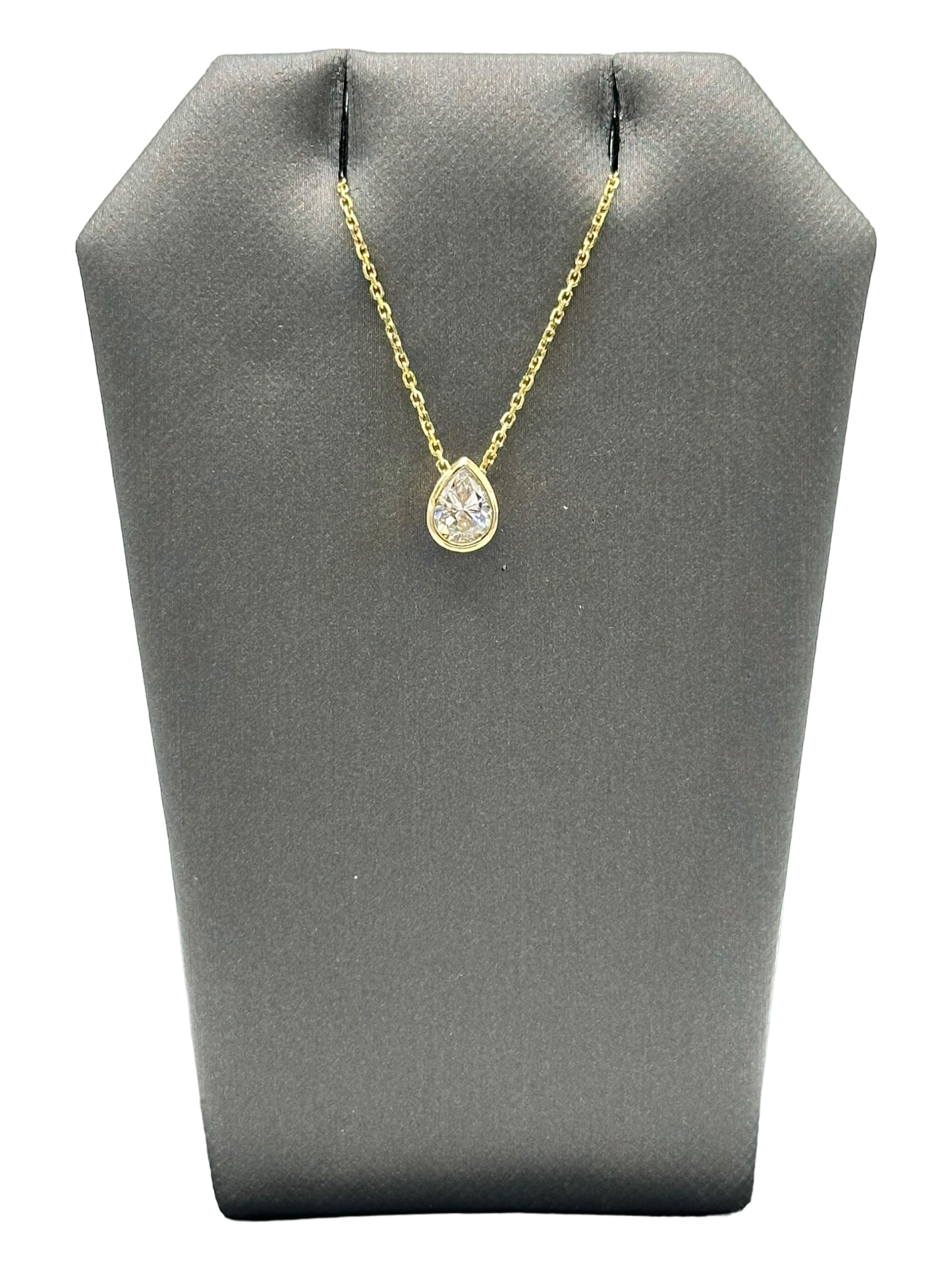 Bezel Set Pear Shape Diamond Pendant With Chain