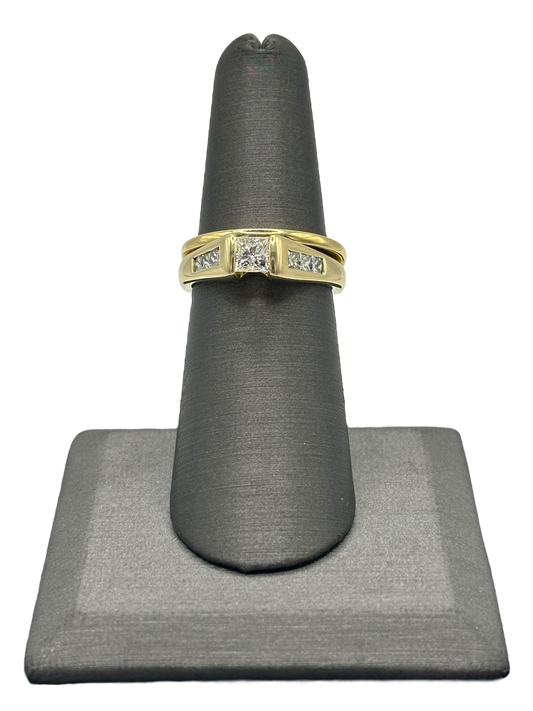 Princess Cut Diamond Bridal Ring With Channel Set Diamond on the Shank & Matching Band