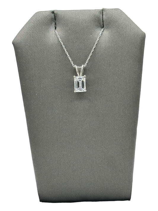 Emerald Cut Diamond Pendant With Chain