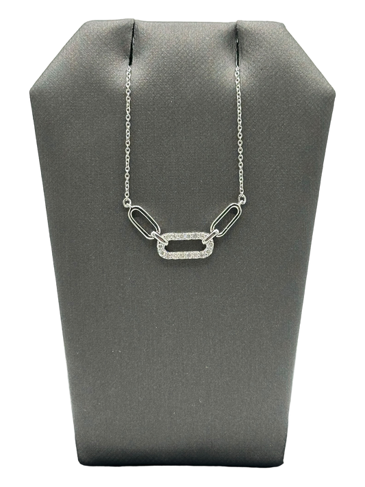 Sterling Silver Diamond Chain Link Pendant