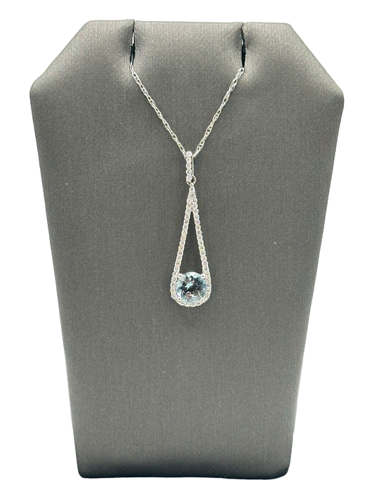 Aquamarine & Diamond Tear Drop Pendant