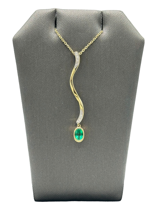 Emerald & Diamond Snake Style Pendant