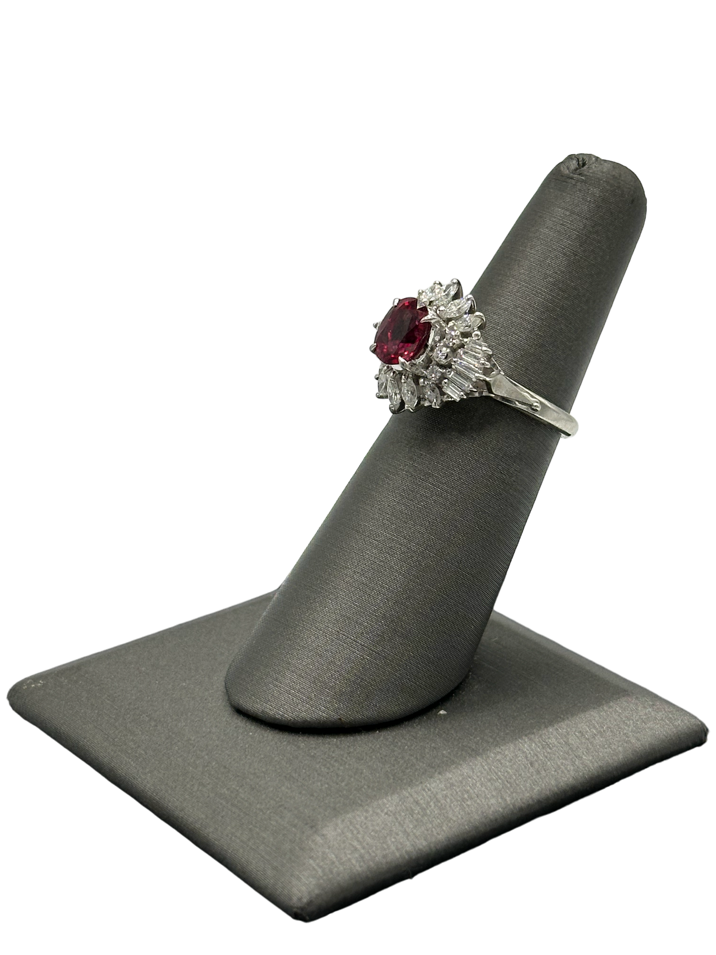 Ruby & Marquise/Baguette/Round Diamond Ring
