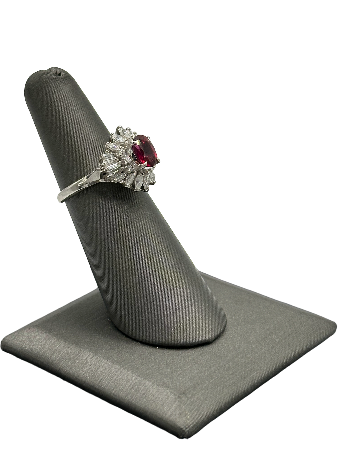 Ruby & Marquise/Baguette/Round Diamond Ring