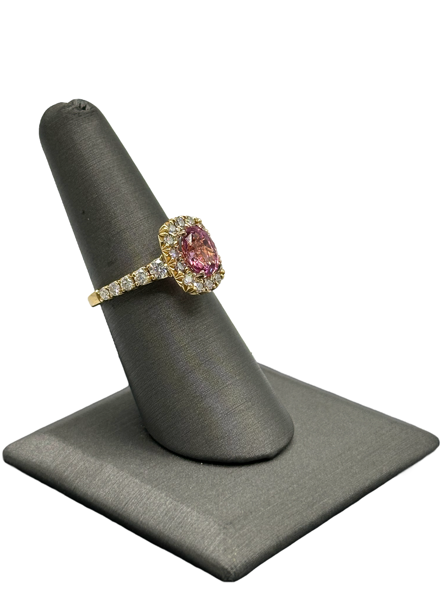 Pink Ceylon Sapphire & Diamond Ring