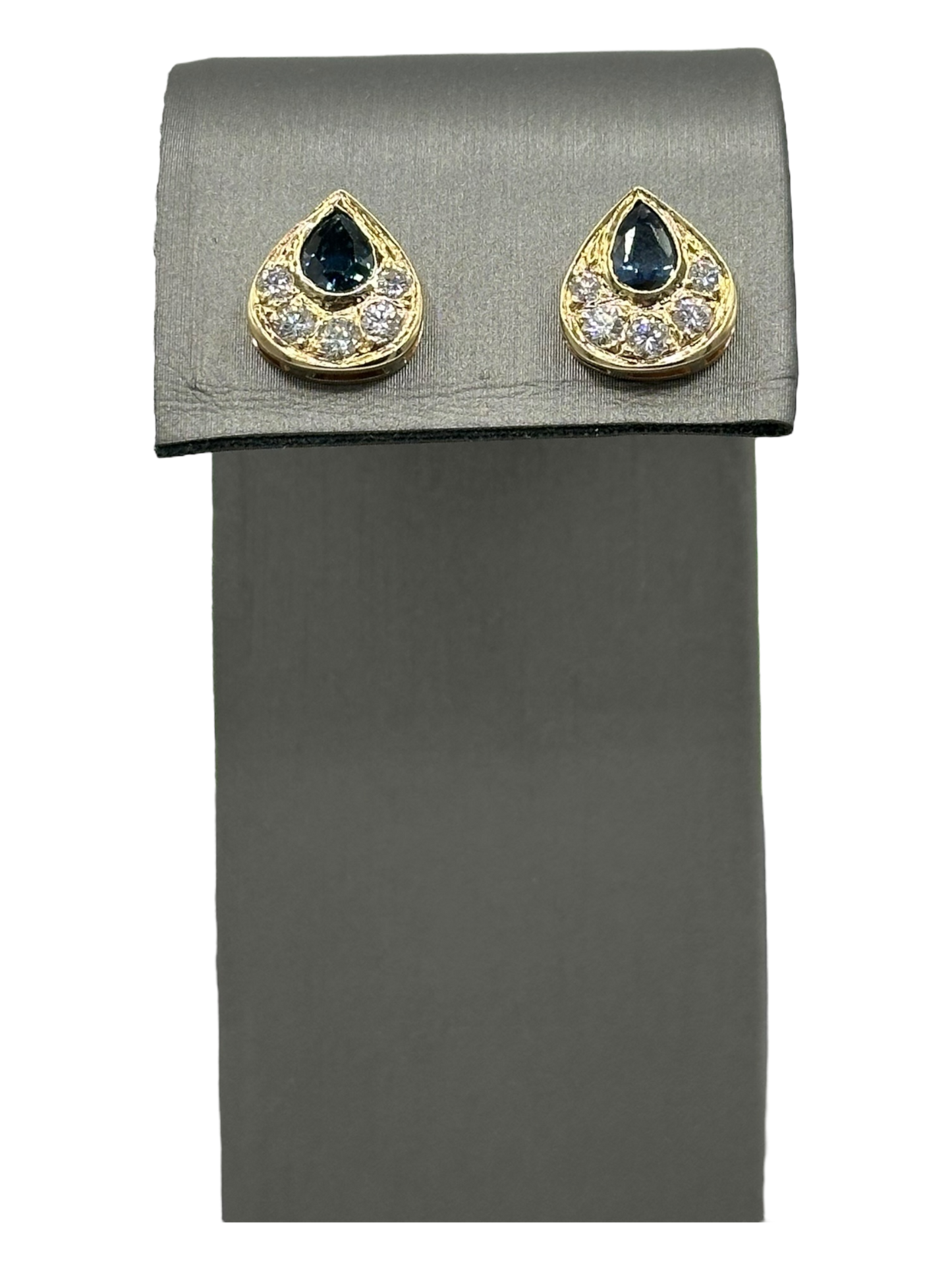Victorian Style Tear Drop Studs With Pear Shape Sapphires & Diamonds