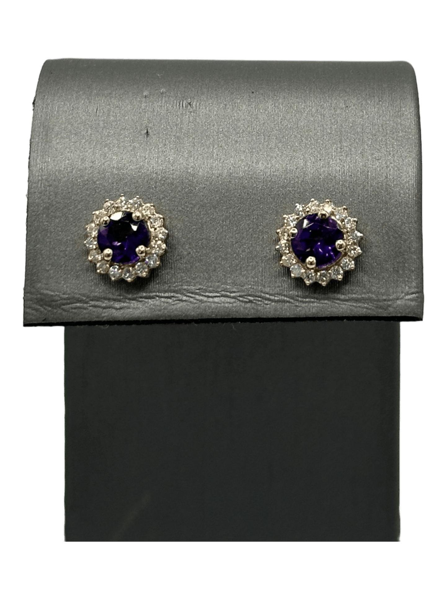 Amethyst Studs With Diamond Halo - Forever Rox