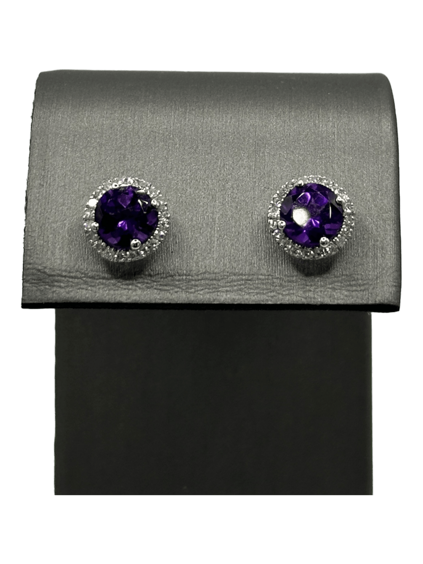 Amethyst Studs With Diamond Halo - Forever Rox