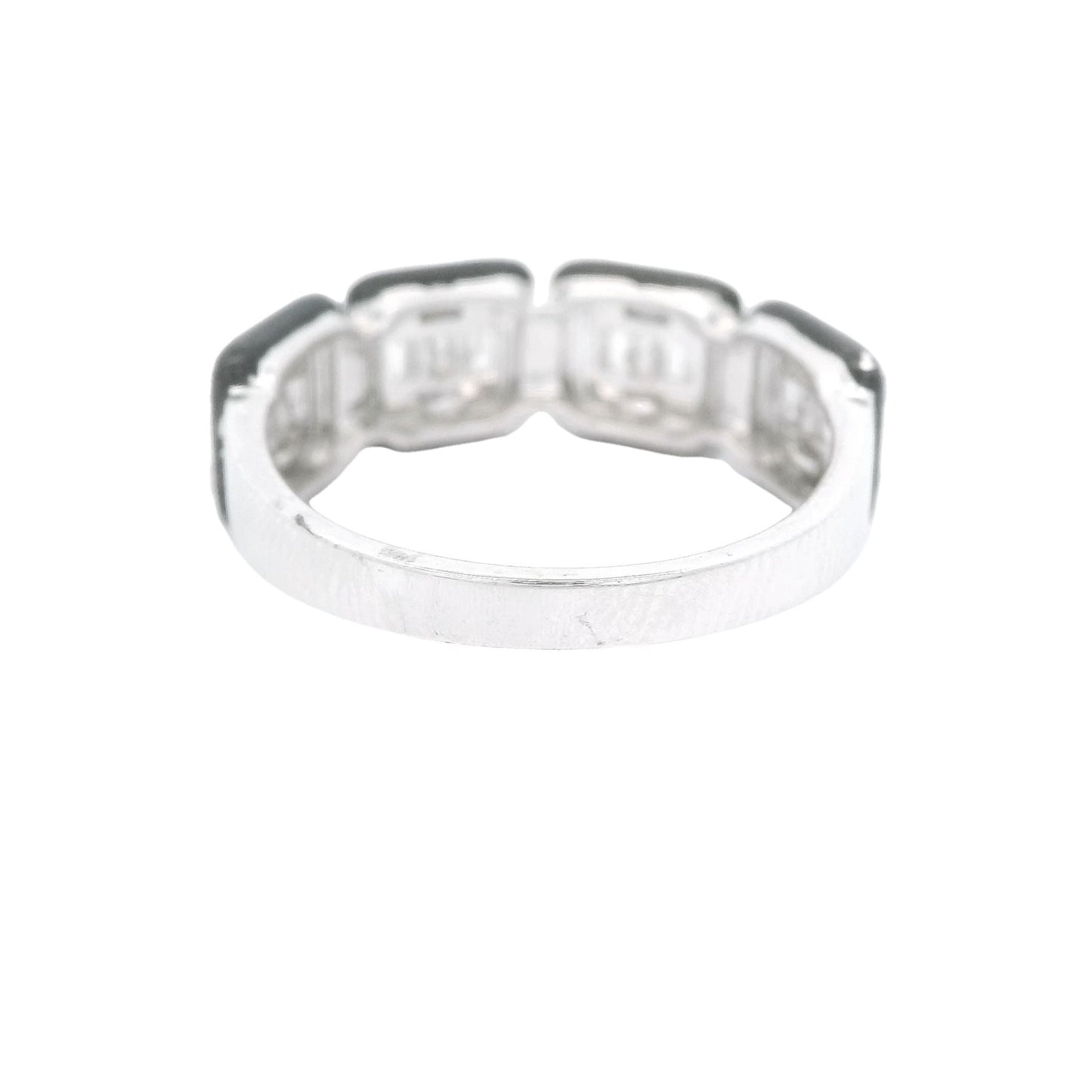 Baguette & Round Diamond Ring With Black Enamel - Forever Rox