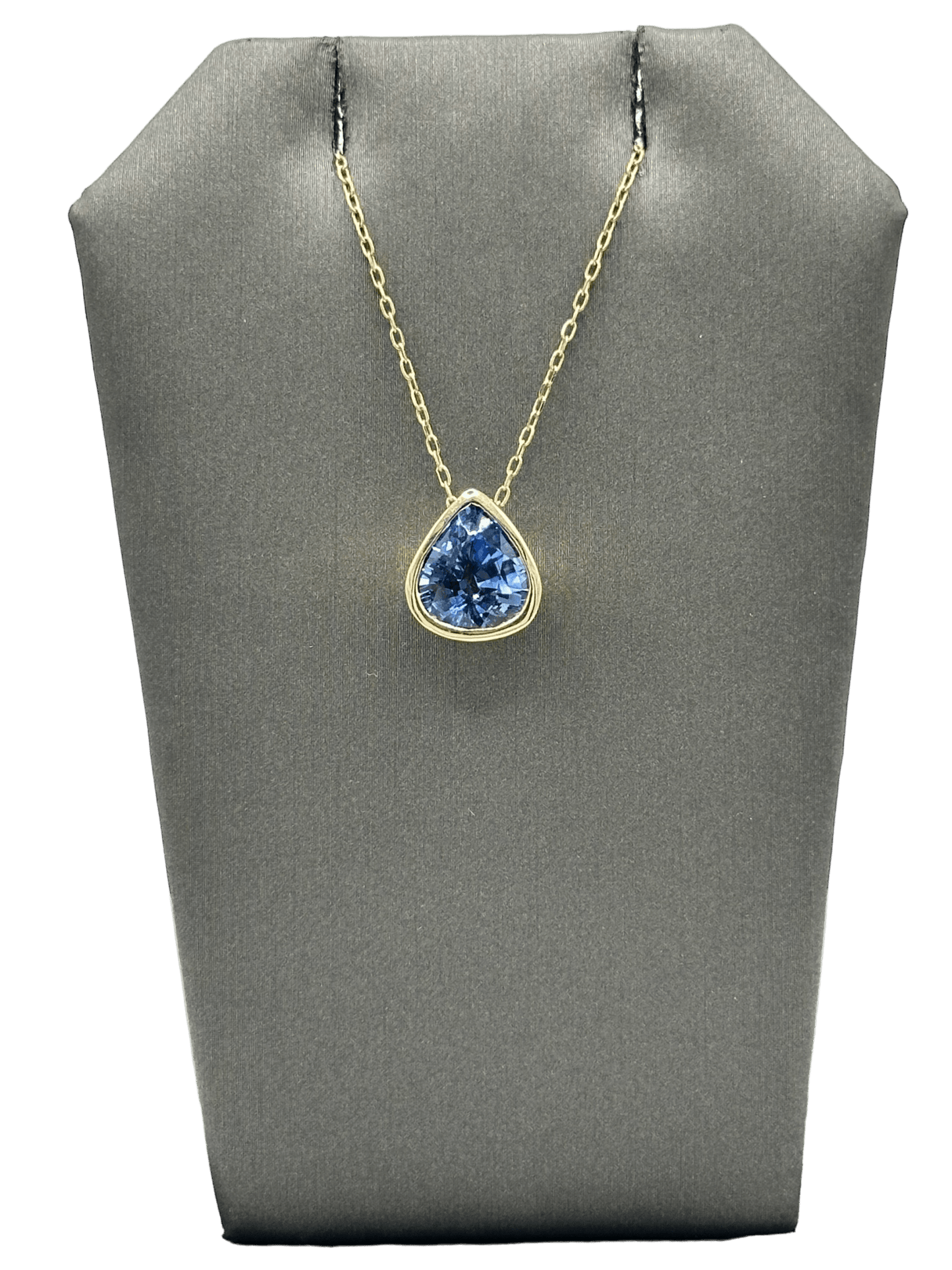 Bezel Set Pear Shaped Ceylon Sapphire Pendant - Forever Rox