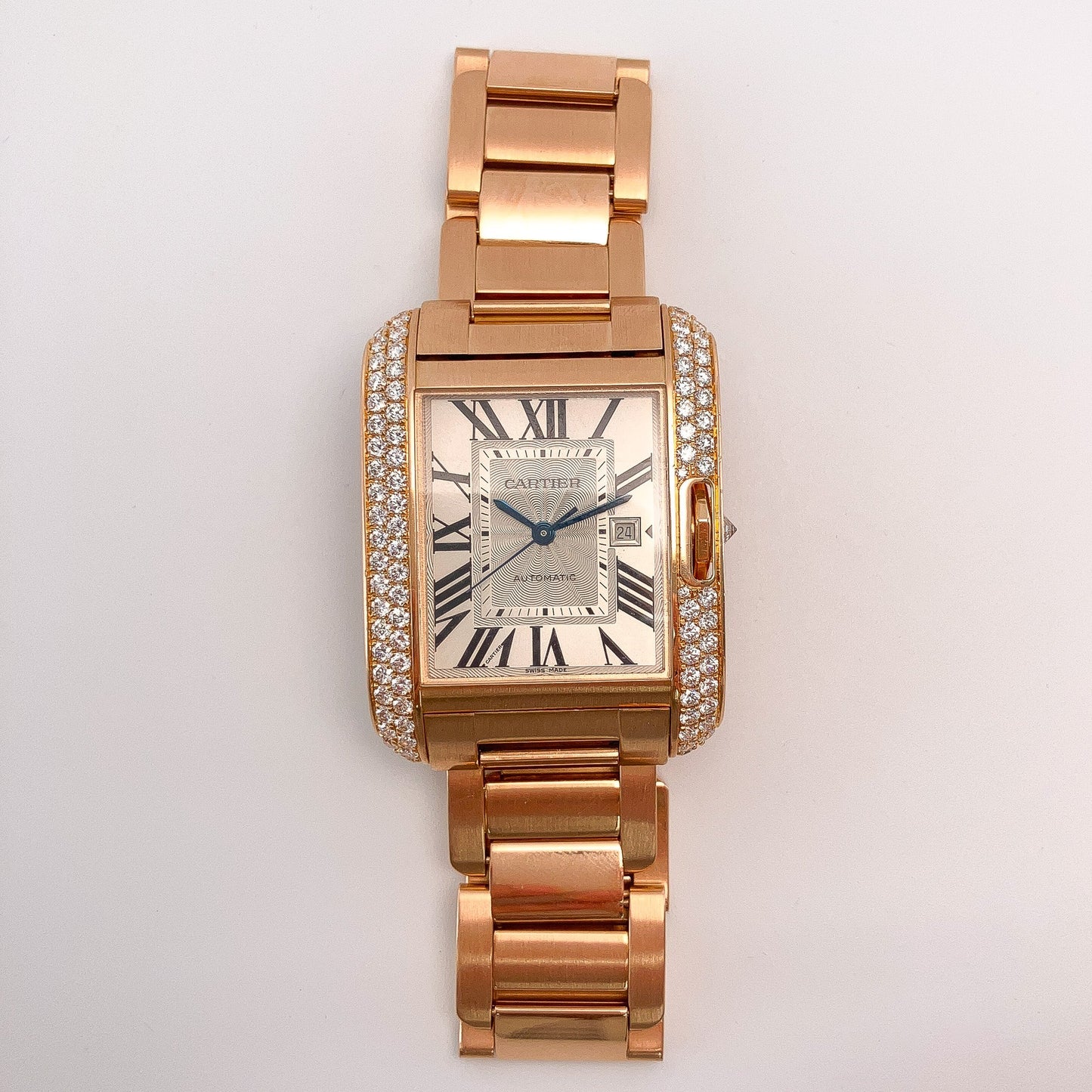 Cartier Tank Anglaise Diamond Watch, 18k Rose Gold - Forever Rox