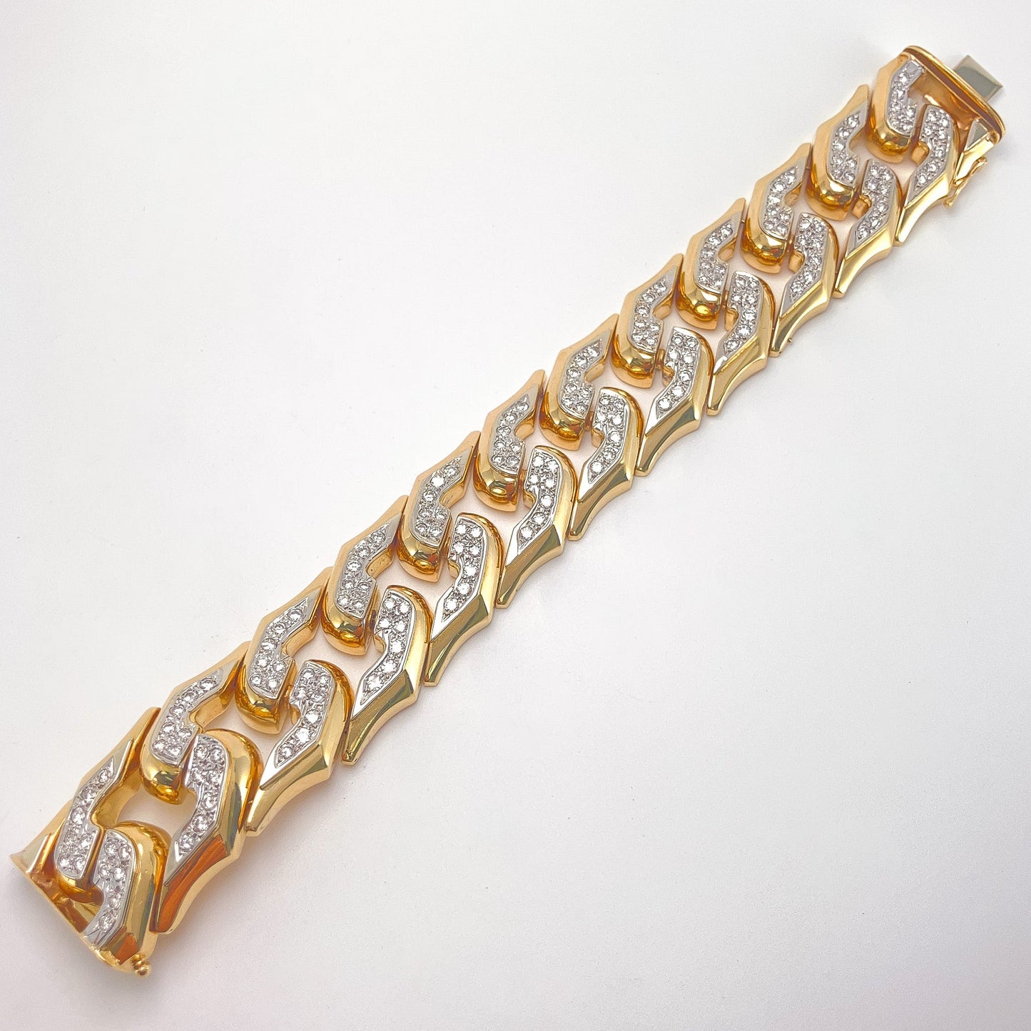 Curblink Bracelet with Pave Diamonds, 18k · - Forever Rox