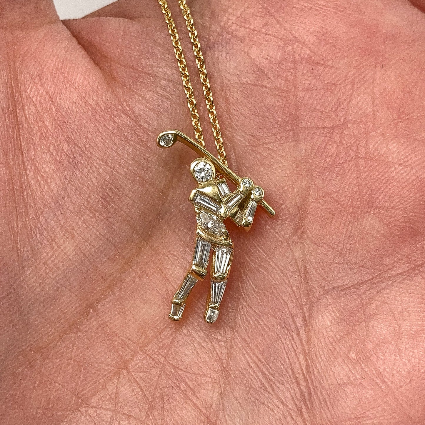 Diamond Golfer Pendant Signed by Jose Hess - Forever Rox