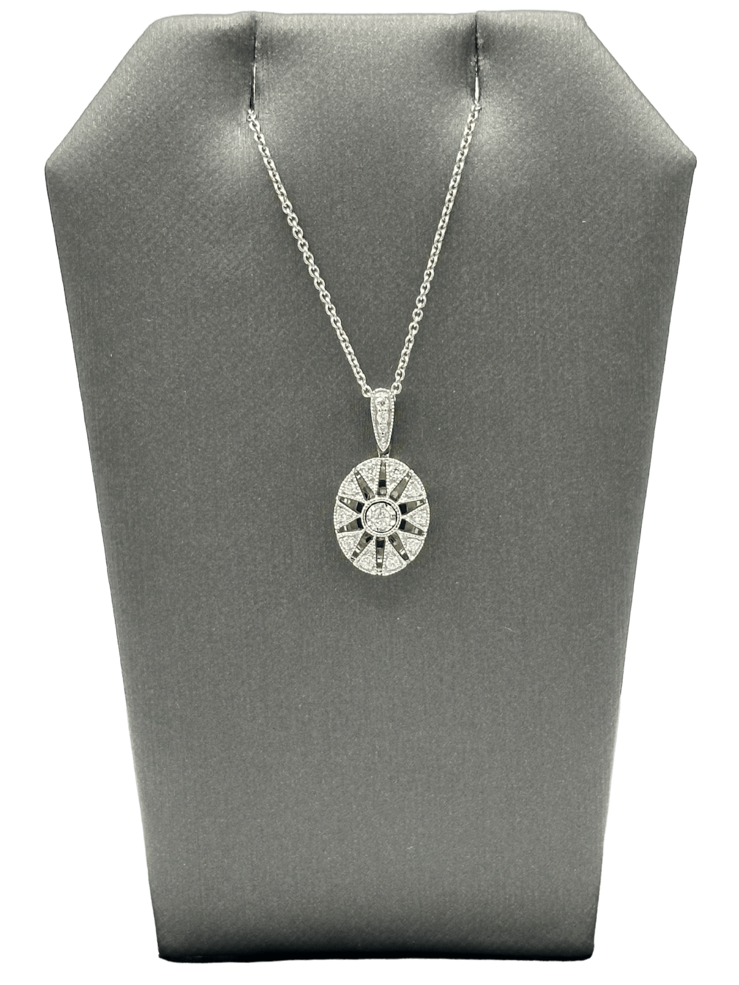 Diamond Oval Pendant With Star Design & Chain - Forever Rox