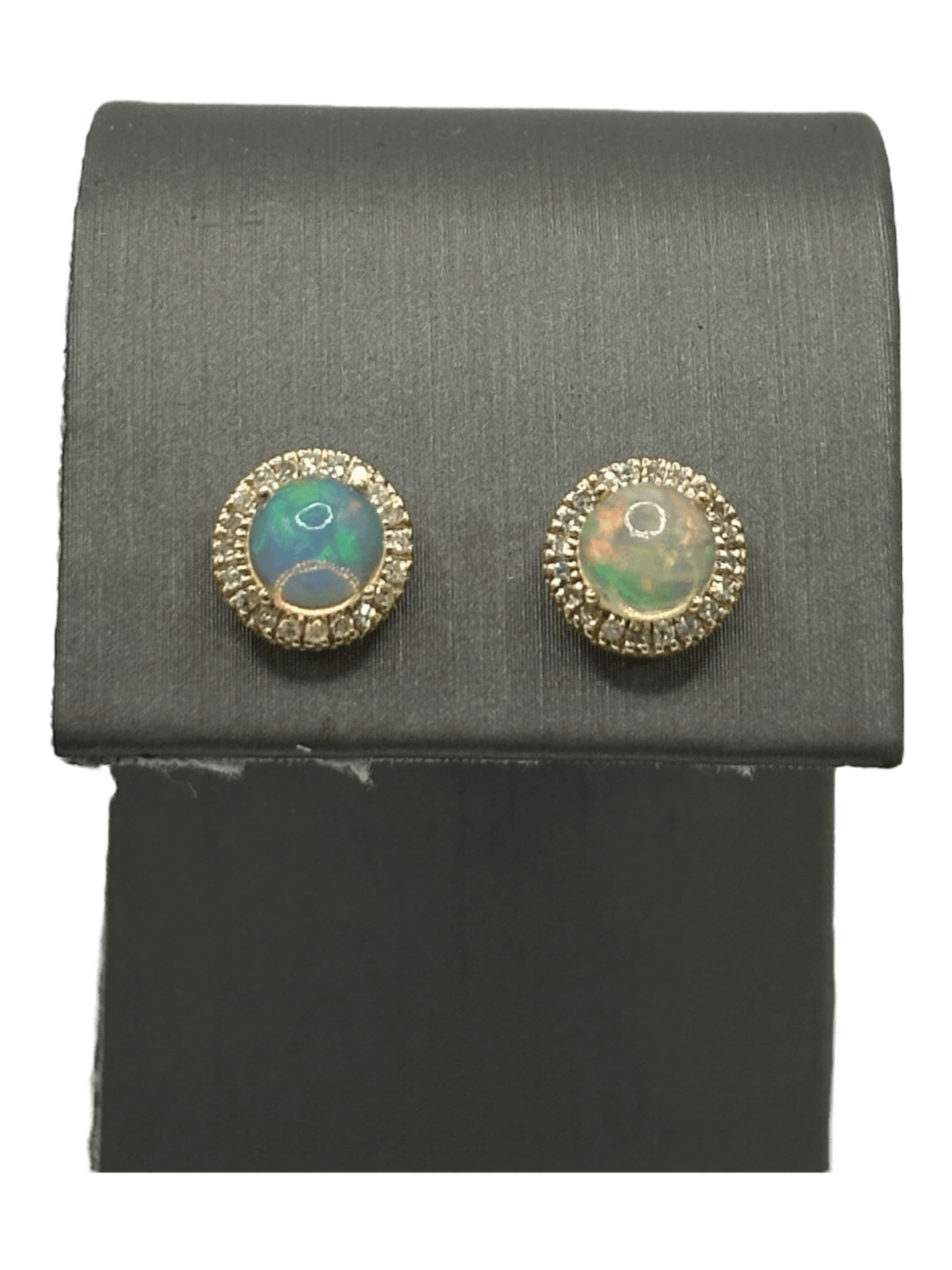 Ethiopian Opal Studs With Diamond Halo - Forever Rox