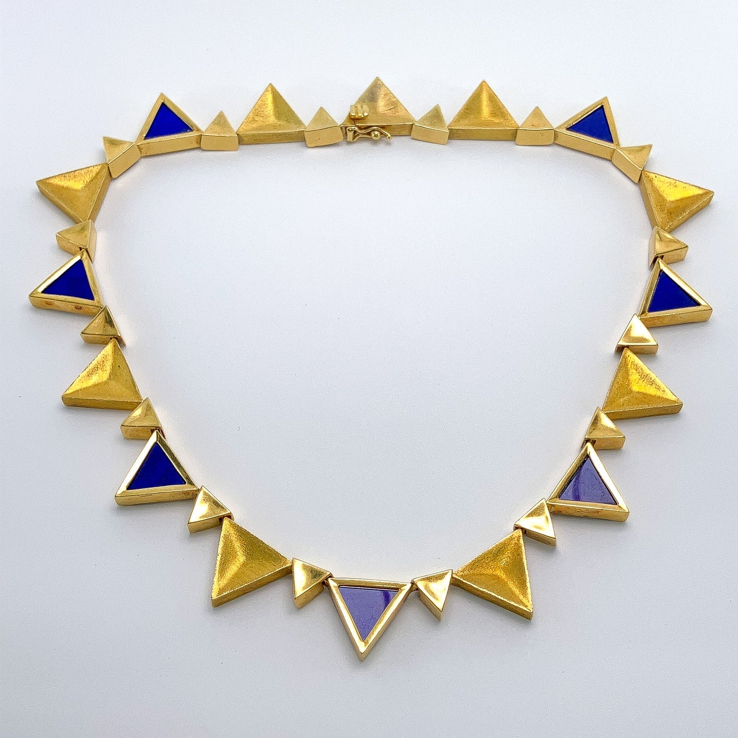 Greek Lapis Lazuli Triangle Collar Necklace by Mapamenos Natepas, 18k º - Forever Rox