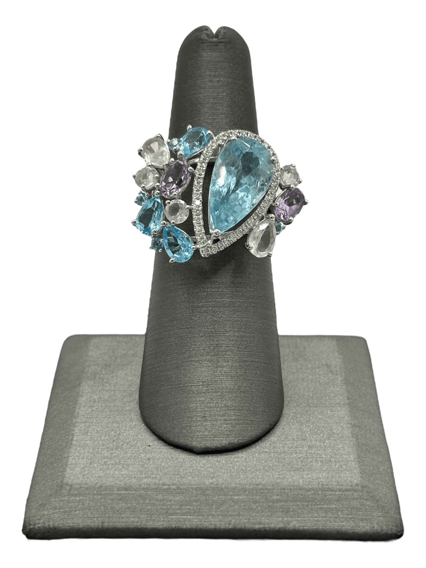 Multi Stone Ring With Pear Shape Aquamarine - Forever Rox