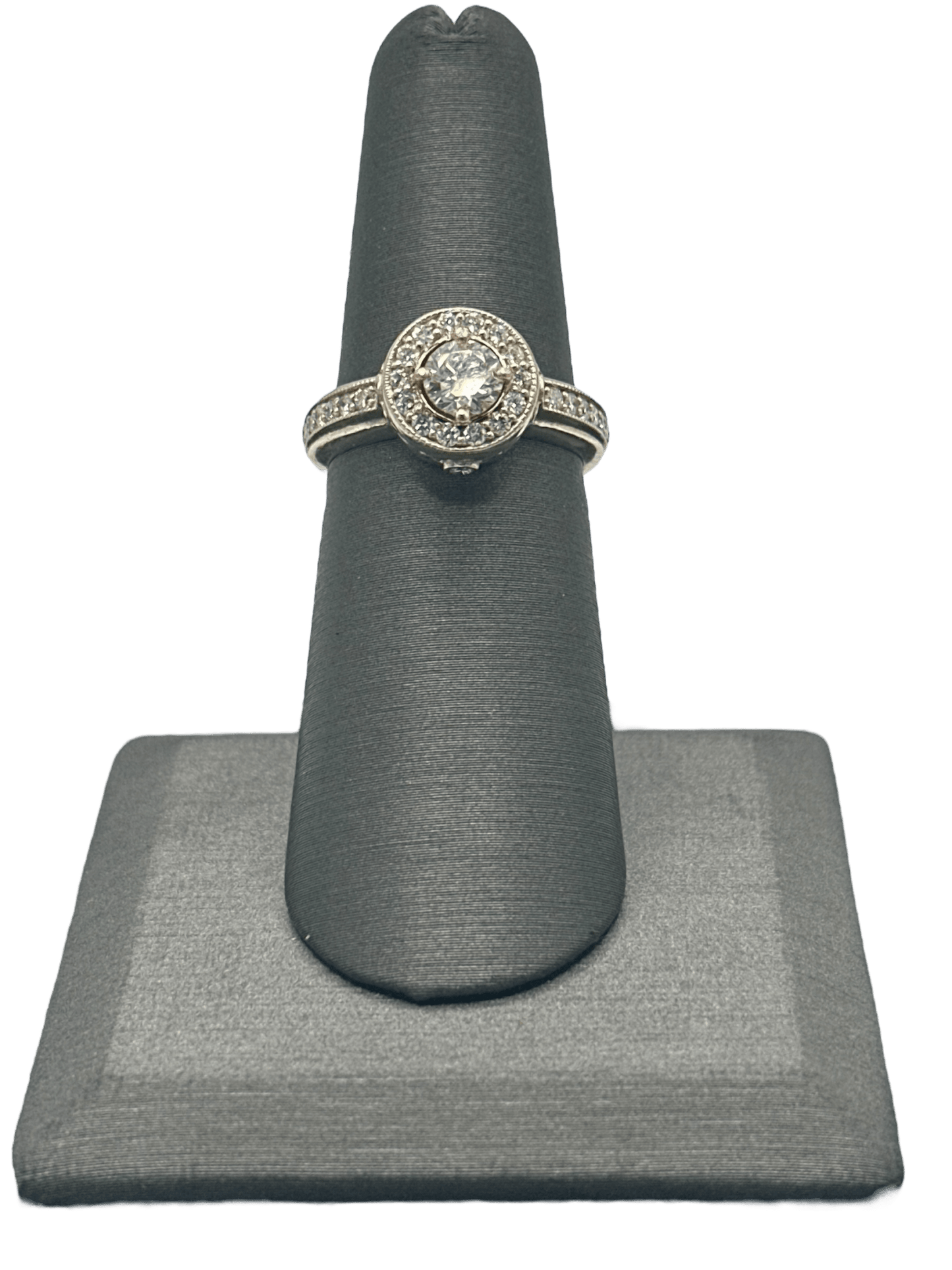 Pink Diamond Ring With Diamond Halo & Diamonds Down Band - Forever Rox