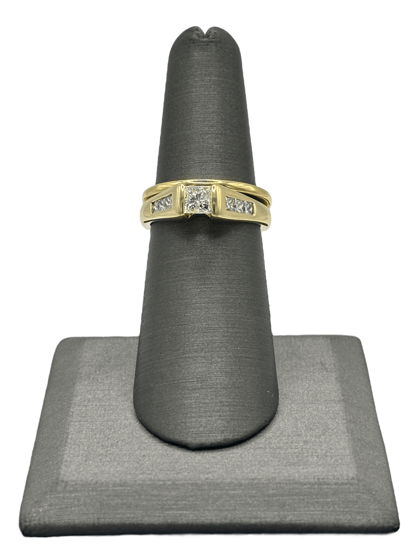 Princess Cut Diamond Bridal Ring With Channel Set Diamond on the Shank & Matching Band - Forever Rox