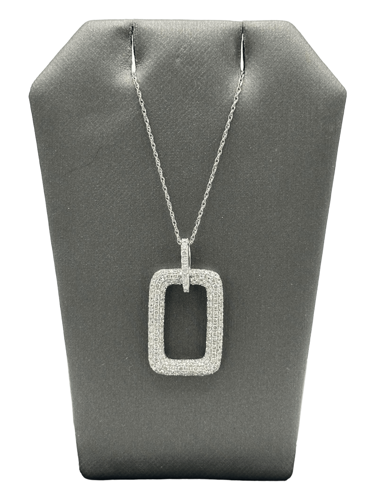 Rounded Rectangle Pavé Set Diamond Pendant With Chain - Forever Rox