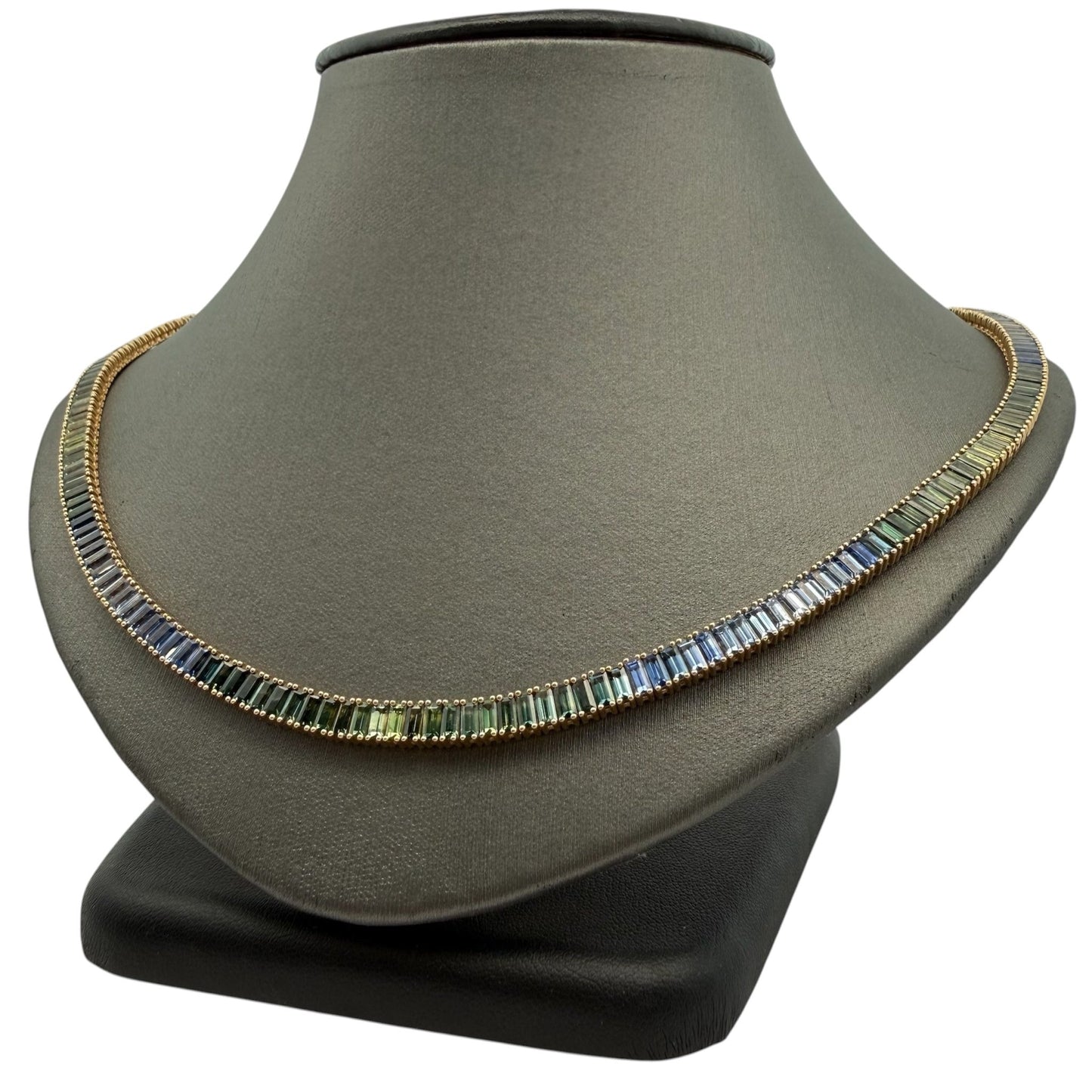 "Tahoe Accents" Graduating Blue & Green Sapphire Necklace - Forever Rox Fine Jewelry