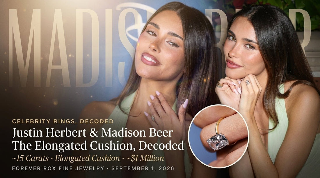 Justin Herbert's Elongated Cushion Ring for Madison Beer, Decoded — and the Diamond Shape Every Celebrity Is Choosing - Forever Rox Fine Jewelry