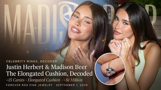 Justin Herbert's Elongated Cushion Ring for Madison Beer, Decoded — and the Diamond Shape Every Celebrity Is Choosing - Forever Rox Fine Jewelry