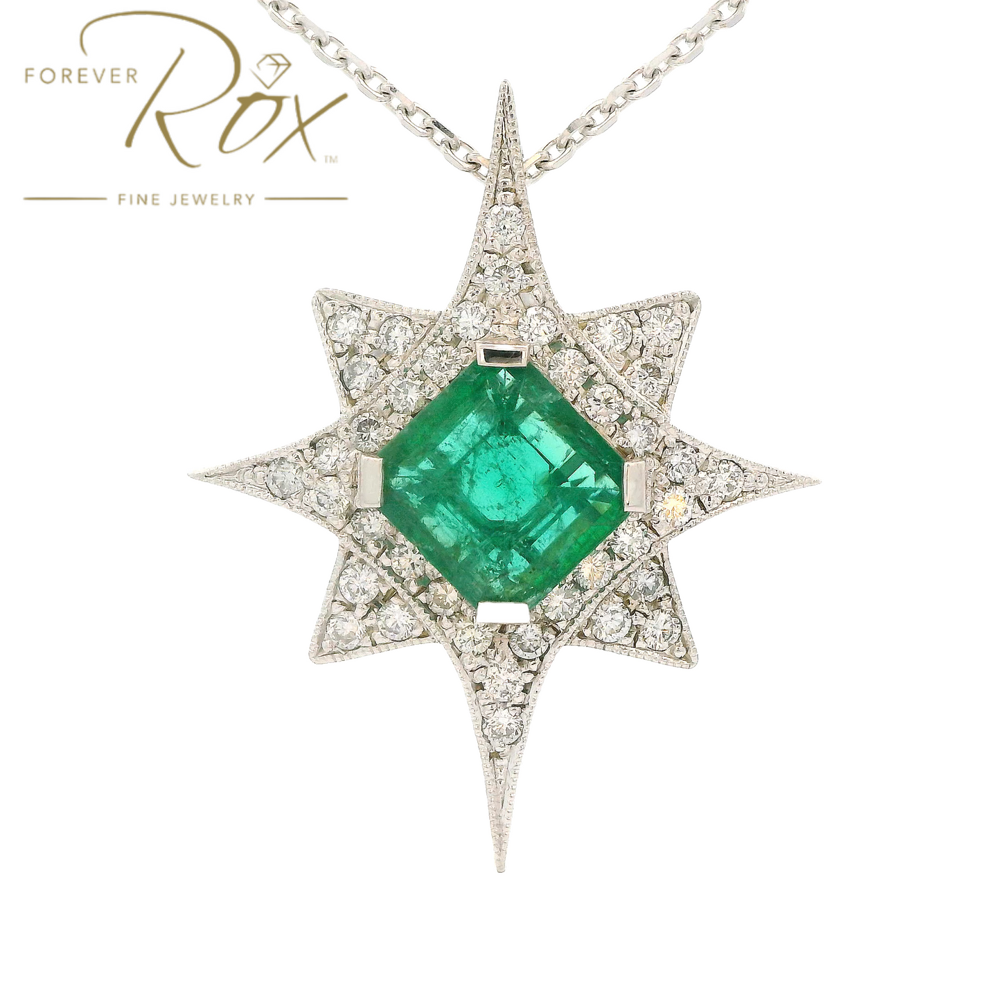 Custom Emerald & Diamond Star Pendant