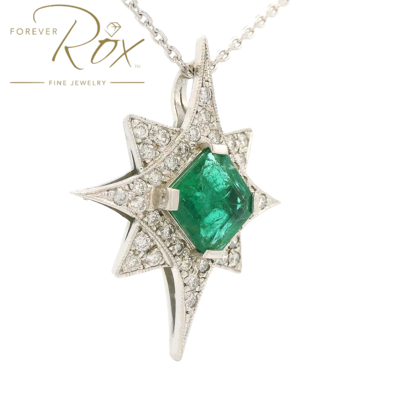 Custom Emerald & Diamond Star Pendant