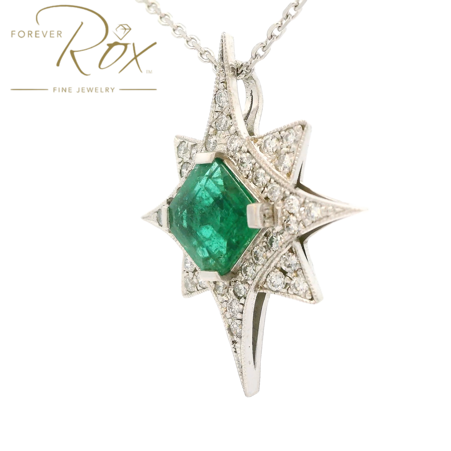 Custom Emerald & Diamond Star Pendant