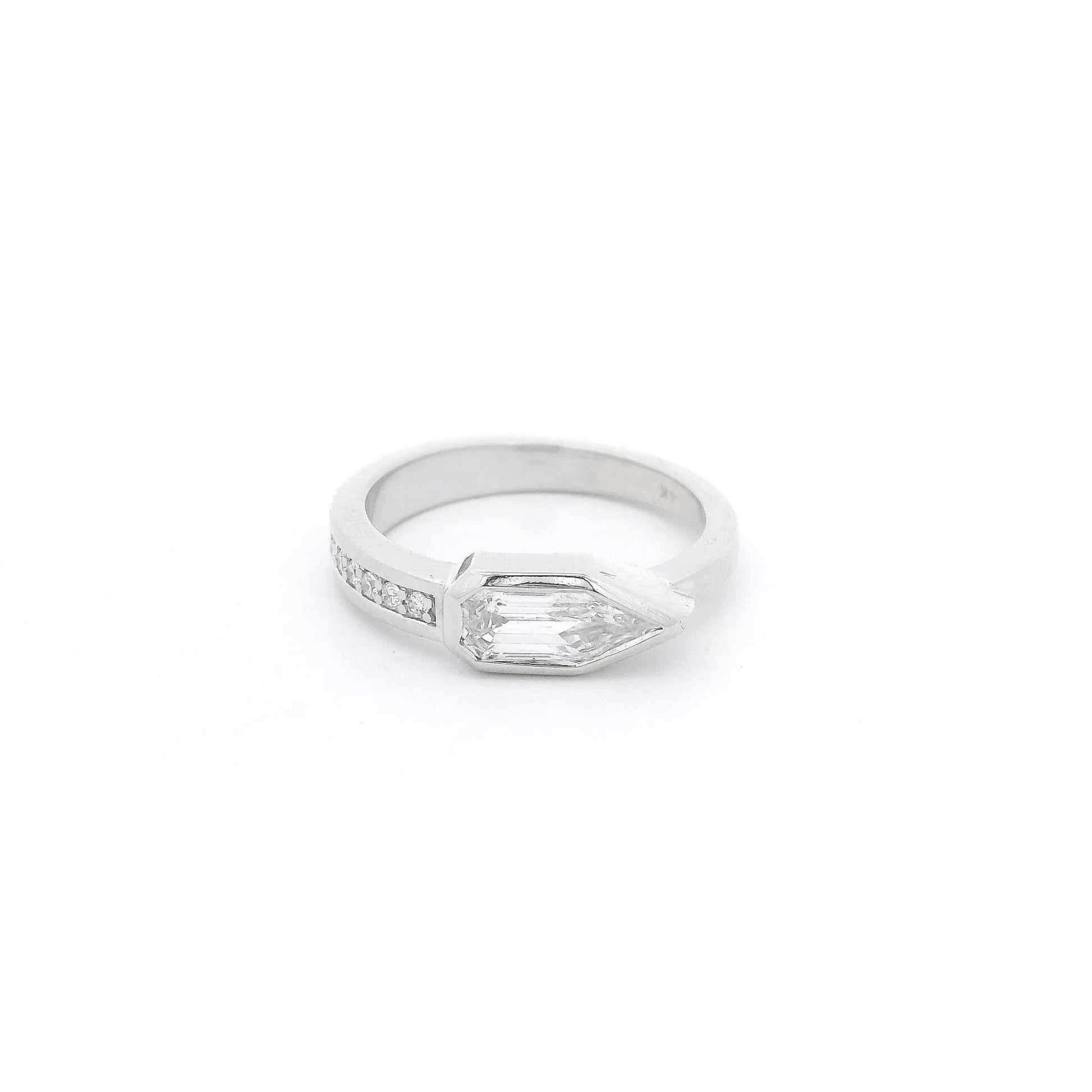 ~1.00ct Bullet Cut Diamond Ring with Channel Set Round Cut Diamonds - Forever Rox Fine Jewelry