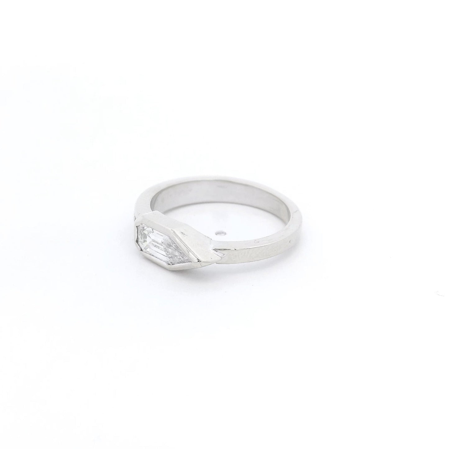 ~1.00ct Bullet Cut Diamond Ring with Channel Set Round Cut Diamonds - Forever Rox Fine Jewelry