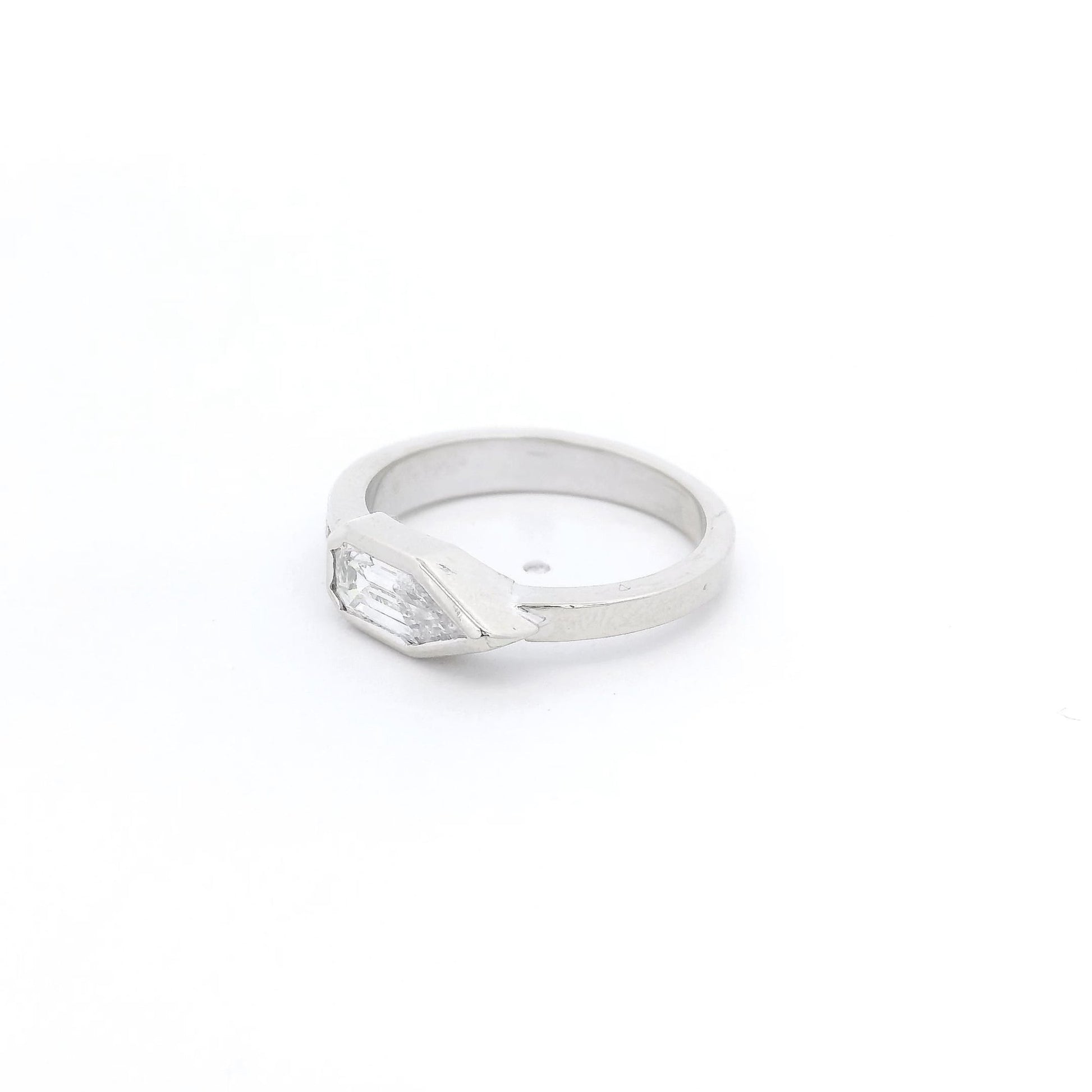 ~1.00ct Bullet Cut Diamond Ring with Channel Set Round Cut Diamonds - Forever Rox Fine Jewelry