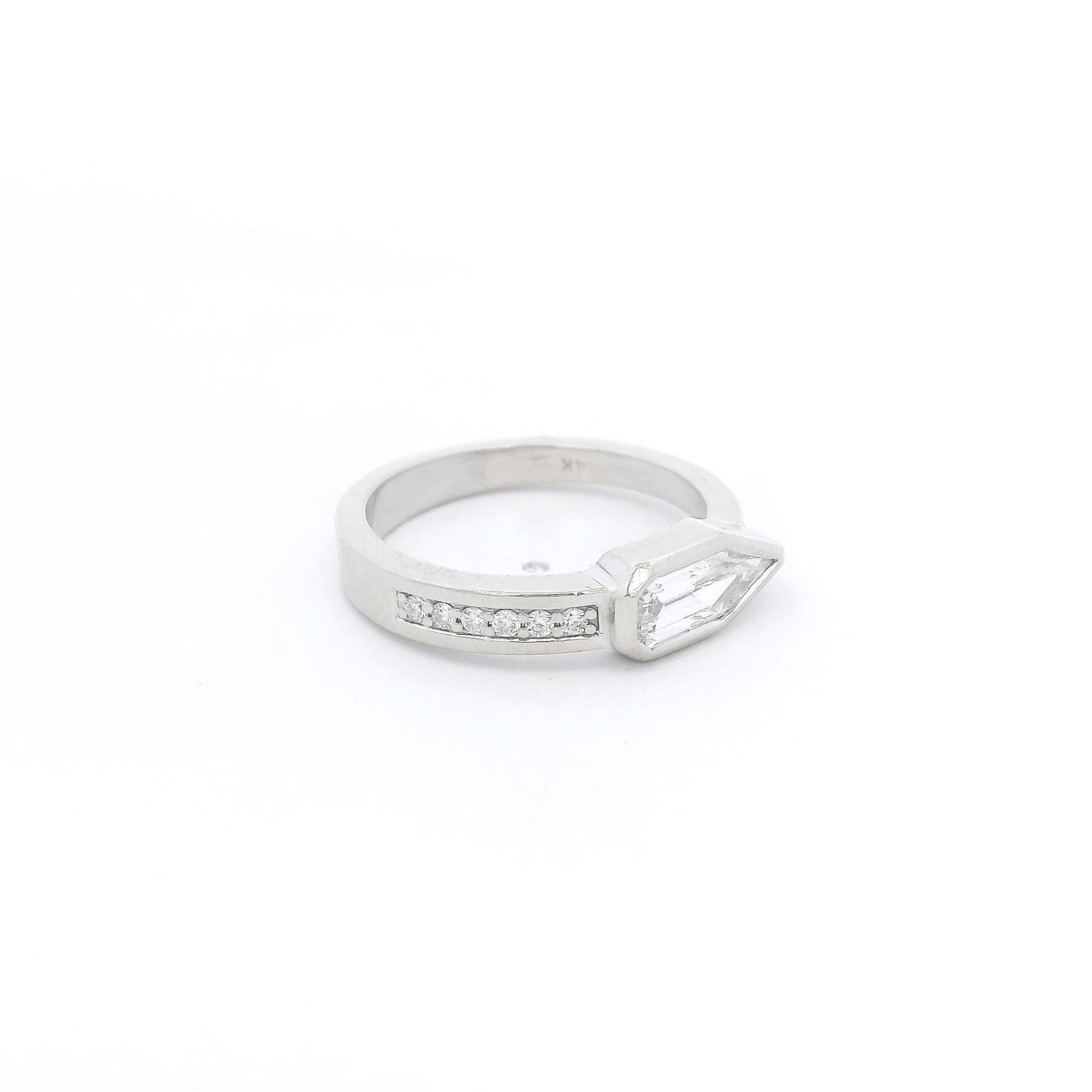 ~1.00ct Bullet Cut Diamond Ring with Channel Set Round Cut Diamonds - Forever Rox Fine Jewelry